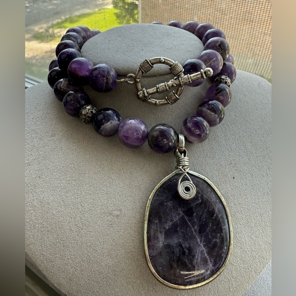 Amethyst natural stone necklace - Picture 4 of 4